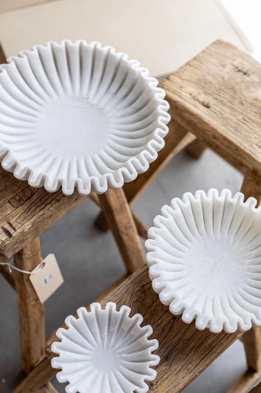 Marble Fluted Scalloped Bowls