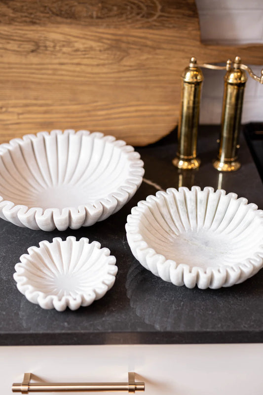 Marble Fluted Scalloped Bowls